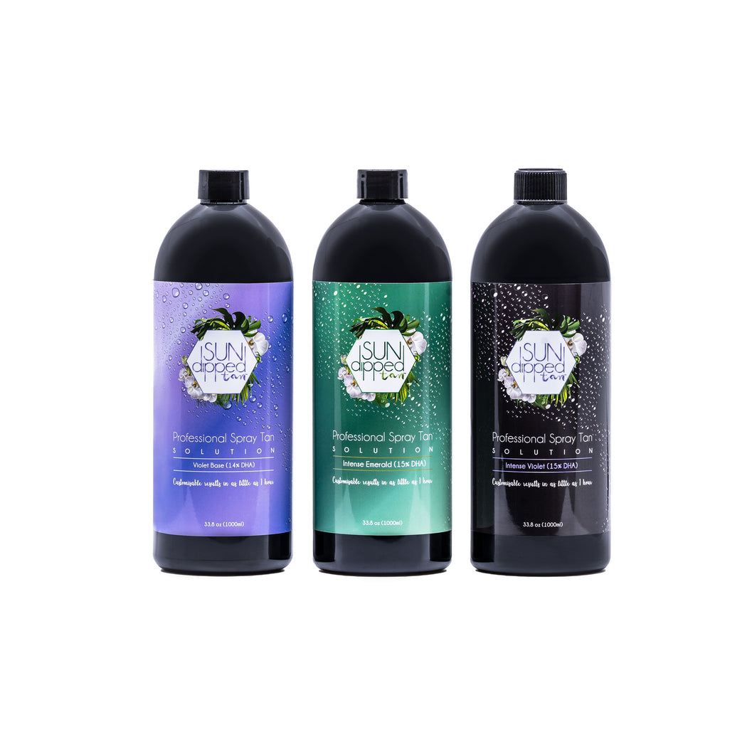 3 Bottles of Professional Spray Tan Solution(Mixed)